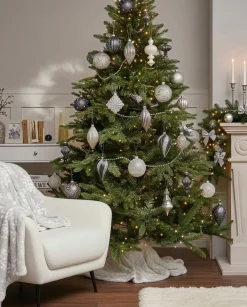 Sæt af 35 julekugler FROSTFALL Glas Grå