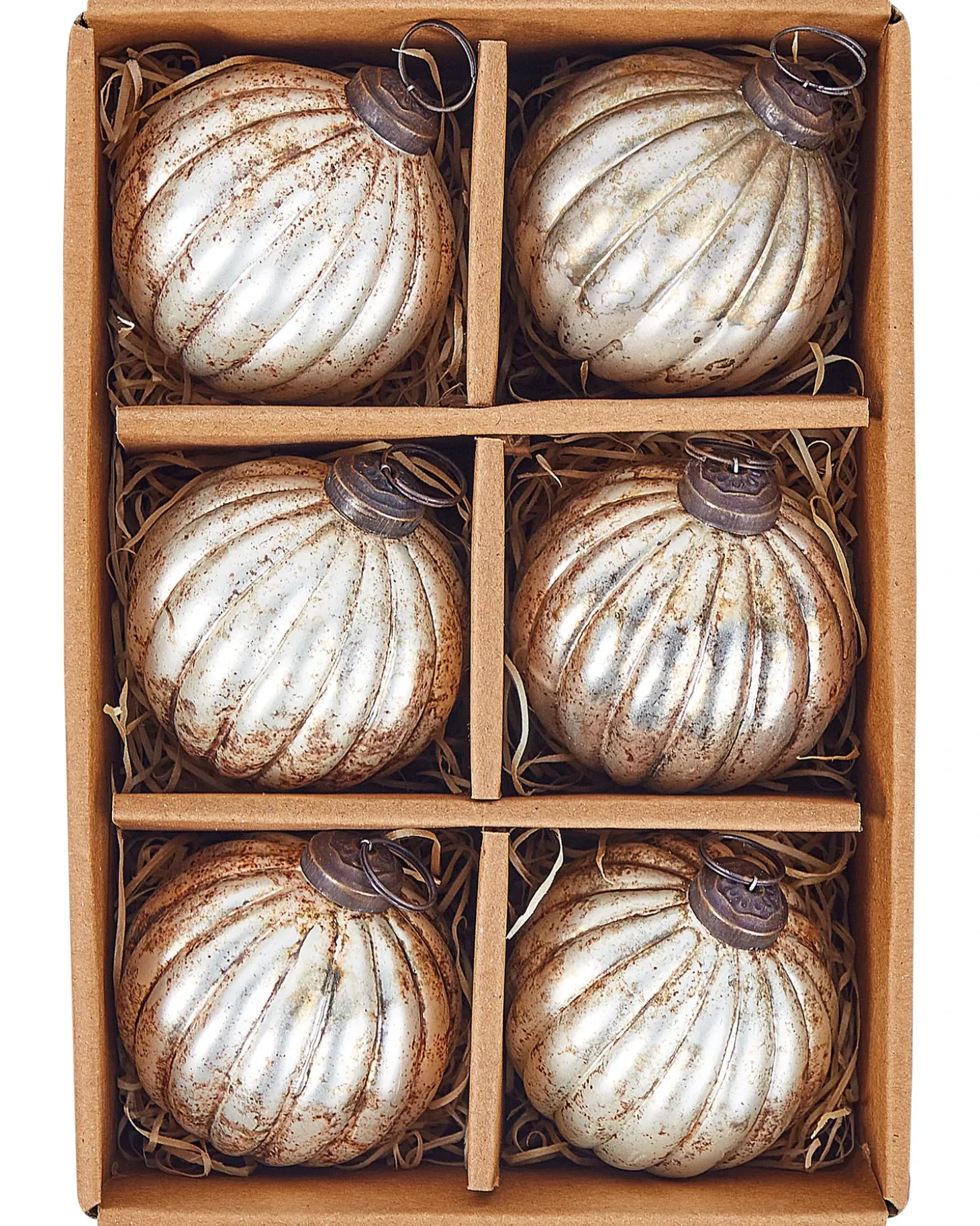 Sæt af 6 julekugler IVOIRE Glas Sølv
