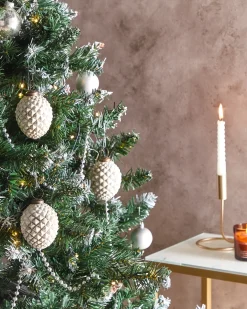 Sæt af 6 julekugler LAITON Glas Cremehvid