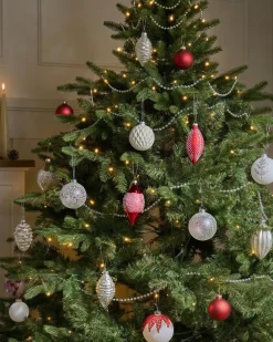 Sæt af 50 julekugler SNOWFLAKE Glas Rød/Hvid