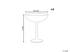 Sæt af 4 martini glas DIOPSIDE 250 ml Lyserød