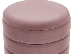 Sæt af 2 opbevaringspuffer GARLAND Velour Lyserød