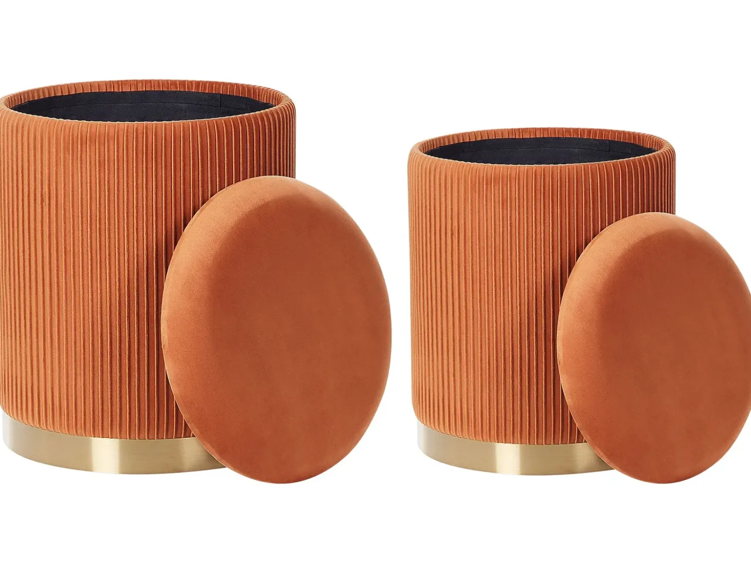 Sæt af 2 opbevaringspuffer MIRAMAR Velour Orange