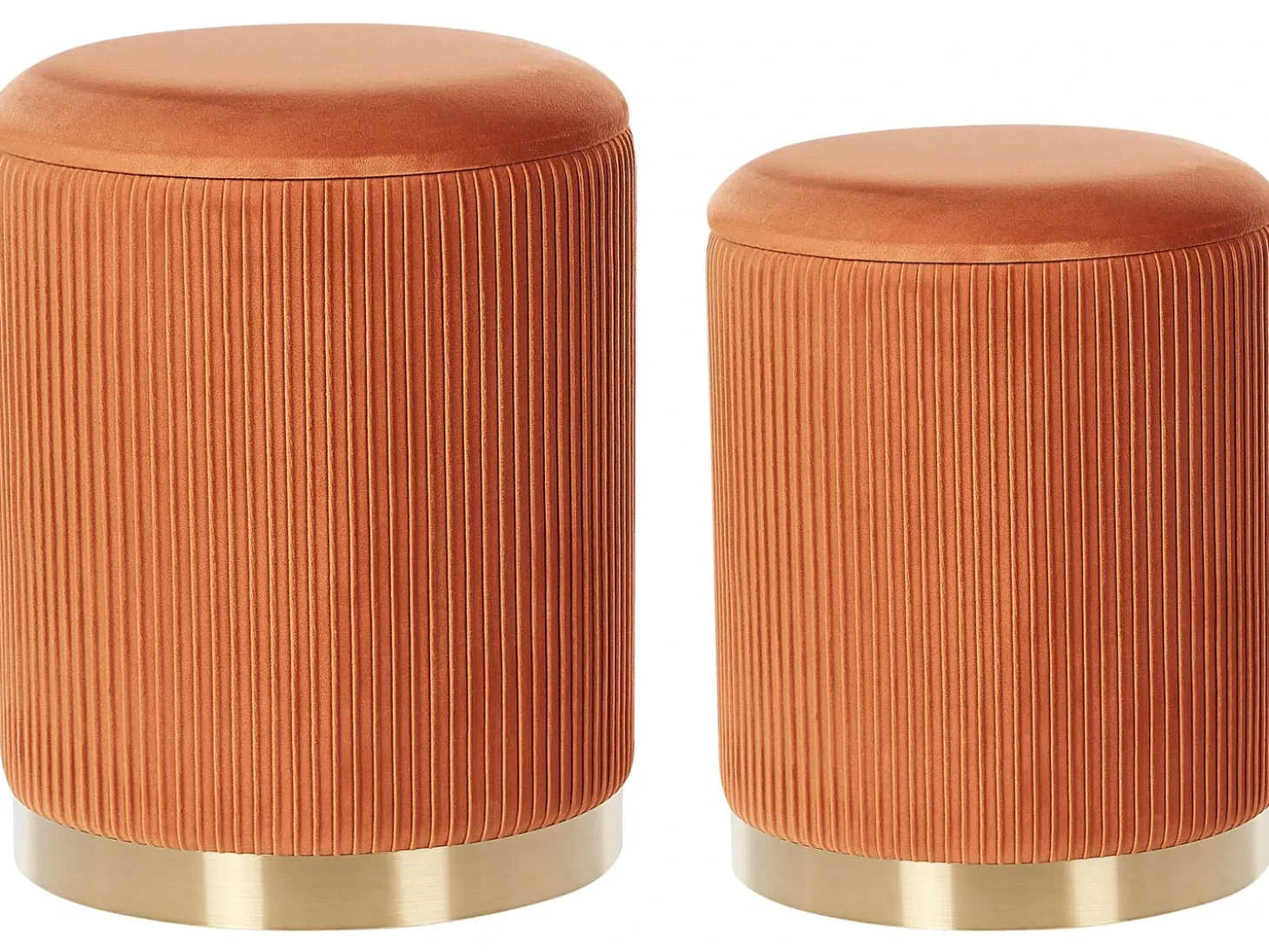 Sæt af 2 opbevaringspuffer MIRAMAR Velour Orange