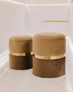 Sæt af 2 opbevaringspuffer WICHITA Velour Brun