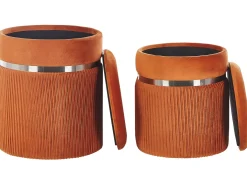 Sæt af 2 opbevaringspuffer CAMDENTON Velour Orange