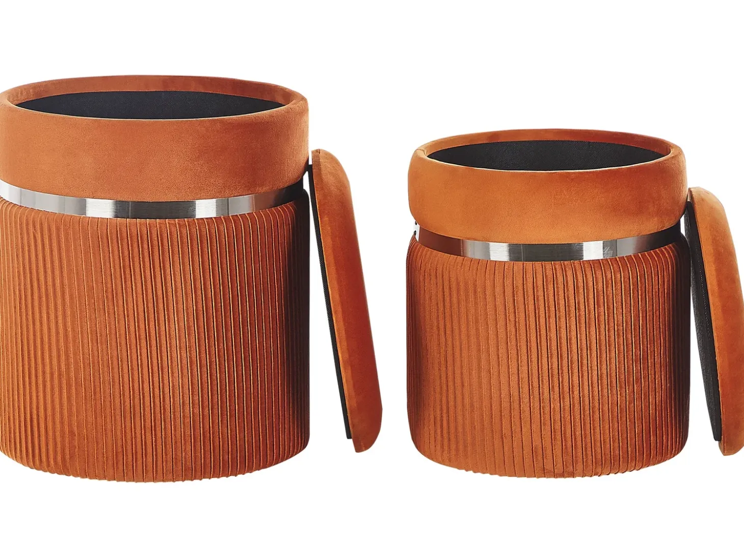 Sæt af 2 opbevaringspuffer CAMDENTON Velour Orange
