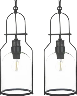 Sæt af 2 pendel lamper BASHILO Metal Sort