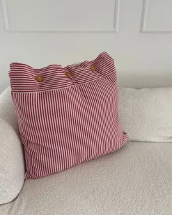 Sæt af 2 pyntepuder AALITA Bomuld 45 x 45 cm Rød Stribet mønster