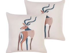 Sæt af 2 pyntepuder ABAL 45 x 45 cm Beige Dyremønster