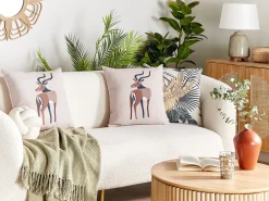 Sæt af 2 pyntepuder ABAL 45 x 45 cm Beige Dyremønster