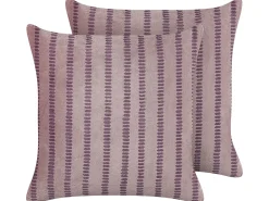 Sæt af 2 pyntepuder AGAPANTHUS Velour 45 x 45 cm Lyserød Stribet mønster