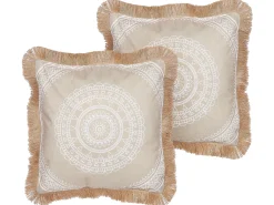 Sæt af 2 pyntepuder AGRIMONY 45 x 45 cm Beige Orientalsk mønster