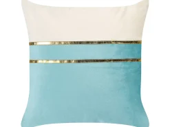 Sæt af 2 pyntepuder ALLIUM Velour 45 x 45 cm Blå Stribet mønster