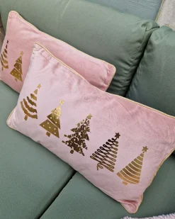 Sæt af 2 pyntepuder ALSOBIA Velour 30 x 50 cm Lyserød Julemønster