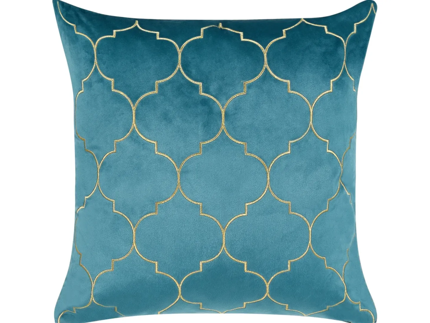 Sæt af 2 pyntepuder ALYSSUM Velour 45 x 45 cm Blå Trellis-mønster