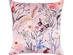 Sæt af 2 pyntepuder ANEMONES Velour 45 x 45 cm Pastellrosa Blomstermønster