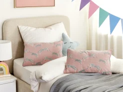 Sæt af 2 pyntepuder ARALES Bomuld 30 x 50 cm Pastellrosa Dyremønster