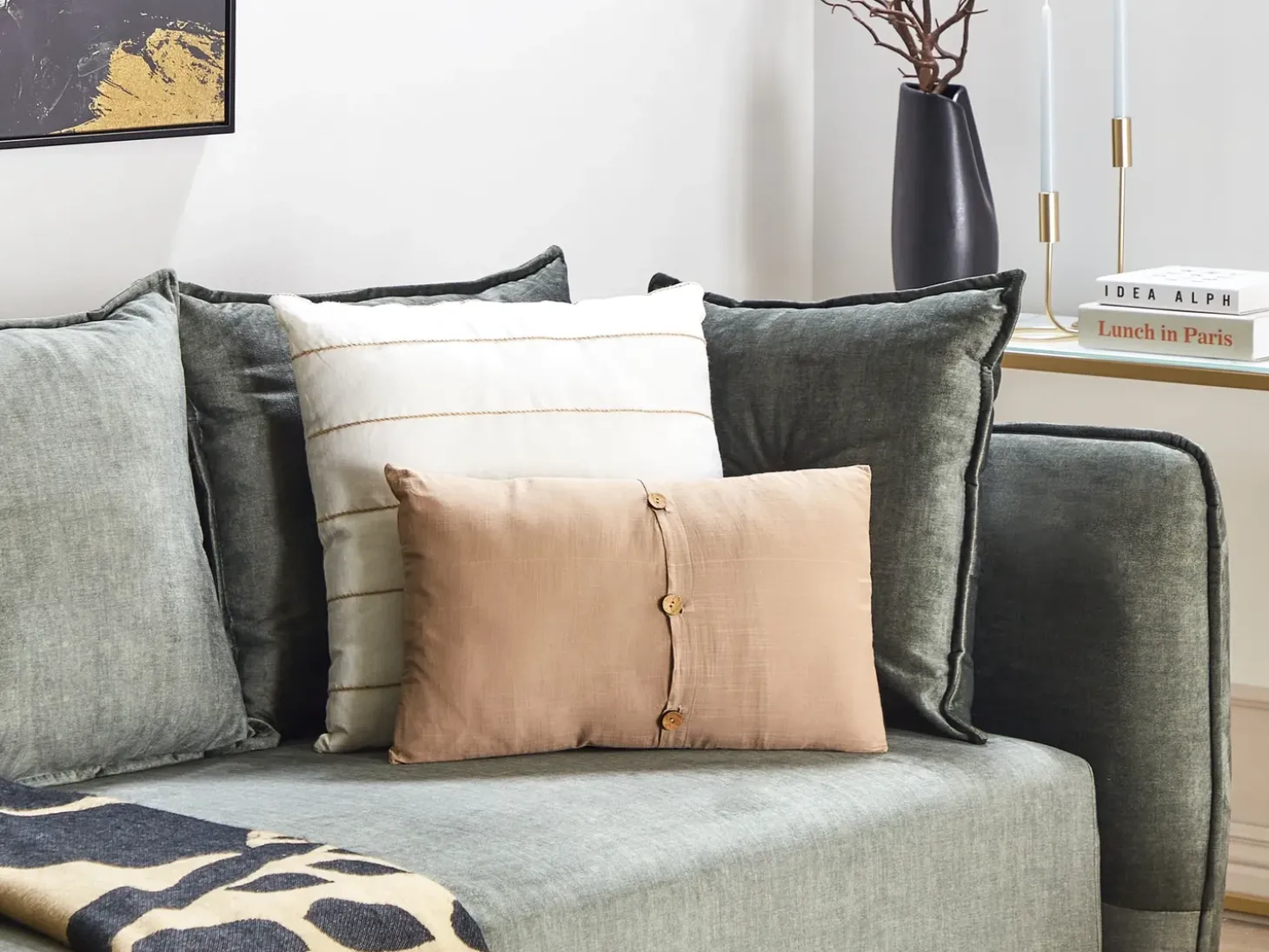 Sæt af 2 pyntepuder BANORI Hør 30 x 50 cm Beige Ensfarvet
