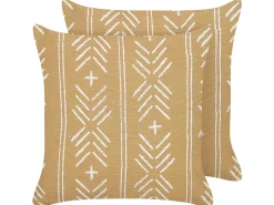 Sæt af 2 pyntepuder BANYAN Bomuld 45 x 45 cm Sand Beige Geometrisk mønster
