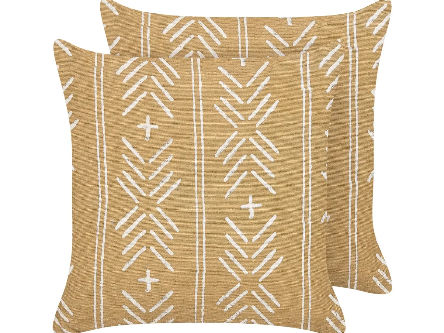 Sæt af 2 pyntepuder BANYAN Bomuld 45 x 45 cm Sand Beige Geometrisk mønster