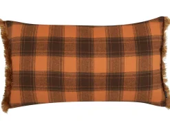 Sæt af 2 pyntepuder BARJA 40 x 70 cm Orange Ternet mønster