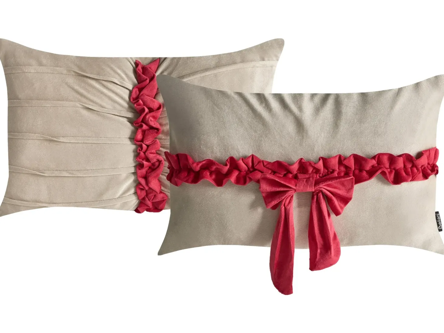 Sæt af 2 pyntepuder BELLE Velour 50 x 30 cm Brungrå Julemønster