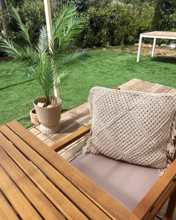 Sæt af 2 pyntepuder BESHAM Bomuld 45 x 45 cm Lys Beige Geometrisk mønster