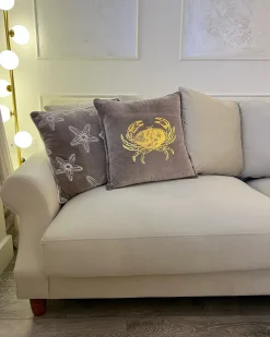 Sæt af 2 pyntepuder CERAMIUM Velour 45 x 45 cm Pastellrosa Blomstermønster