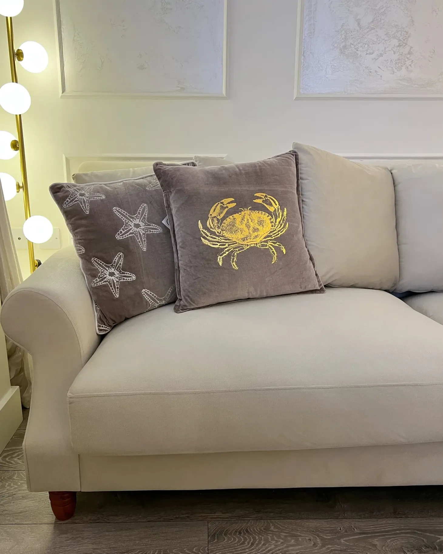 Sæt af 2 pyntepuder CERAMIUM Velour 45 x 45 cm Pastellrosa Blomstermønster