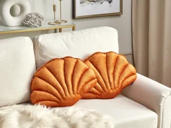 Sæt af 2 pyntepuder CONSOLIDA Velour 47 x 35 cm Orange Ensfarvet
