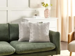 Sæt af 2 pyntepuder CONSTYLIS Bomuld 45 x 45 cm Brungrå Ensfarvet