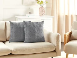 Sæt af 2 pyntepuder CONSTYLIS Bomuld 45 x 45 cm Mørkegrå Ensfarvet