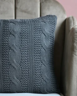 Sæt af 2 pyntepuder CONSTYLIS Bomuld 45 x 45 cm Mørkegrå Ensfarvet