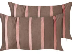 Sæt af 2 pyntepuder CRODYLINE Velour 35 x 60 cm Brun Stribet mønster