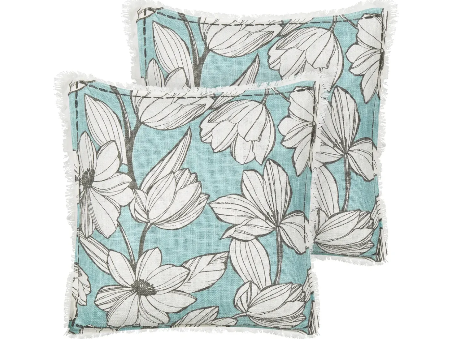 Sæt af 2 pyntepuder CYANOTIS Bomuld 45 x 45 cm Himmelblå Blomstermønster