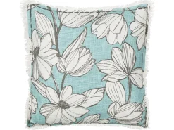 Sæt af 2 pyntepuder CYANOTIS Bomuld 45 x 45 cm Himmelblå Blomstermønster