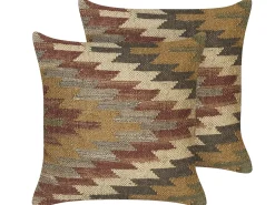 Sæt af 2 pyntepuder DEEPOR Jute 45 x 45 cm Multifarvet Orientalsk mønster
