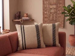 Sæt af 2 pyntepuder DESALIX Jute 45 x 45 cm Beige Stribet mønster