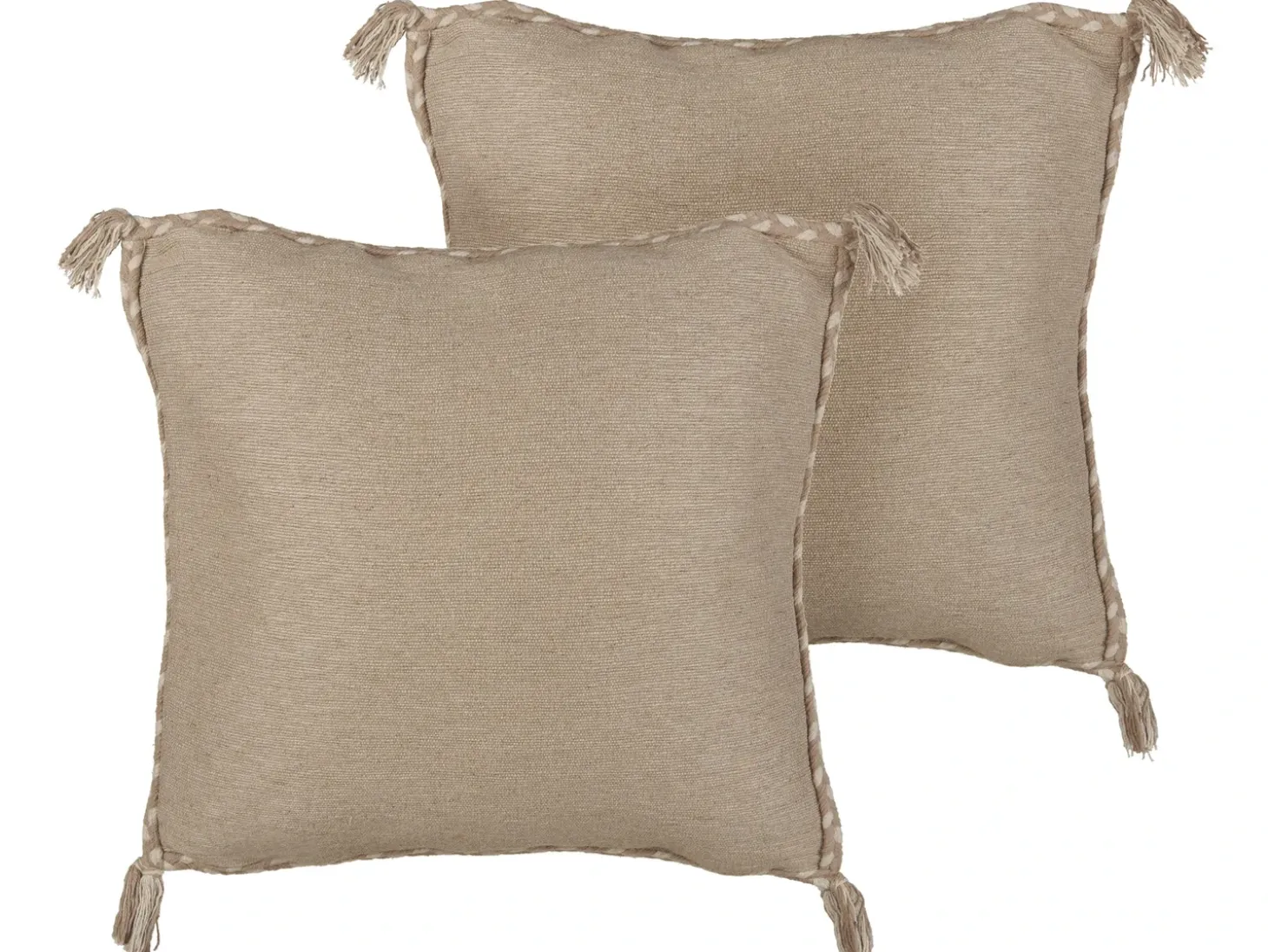 Sæt af 2 pyntepuder ERIGERON Jute 45 x 45 cm Beige Ensfarvet