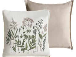 Sæt af 2 pyntepuder FERNA Bomuld 45 x 45 cm Hvid/beige Blomstermønster