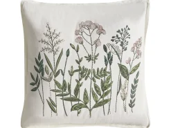 Sæt af 2 pyntepuder FERNA Bomuld 45 x 45 cm Hvid/beige Blomstermønster