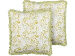 Sæt af 2 pyntepuder FILIX Bomuld 45 x 45 cm Grøn Blomstermønster