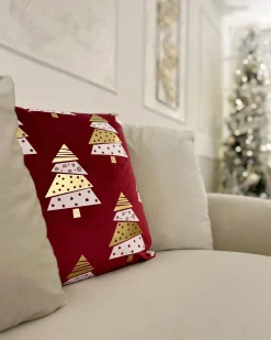 Sæt af 2 pyntepuder GOLDSPRUCE Velour 45 x 45 cm Rød Julemønster