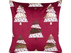 Sæt af 2 pyntepuder GOLDSPRUCE Velour 45 x 45 cm Rød Julemønster