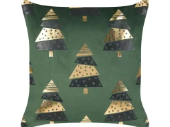 Sæt af 2 pyntepuder GOLDSPRUCE Velour 45 x 45 cm Grøn Julemønster
