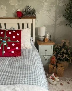 Sæt af 2 pyntepuder GUMDROP Velour 45 x 45 cm Rød Julemønster