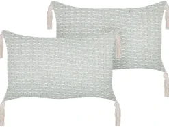 Sæt af 2 pyntepuder HAKONE 45 x 25 cm Mintgrøn Geometrisk mønster