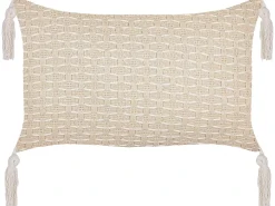 Sæt af 2 pyntepuder HAKONE 45 x 25 cm Lys Beige Geometrisk mønster