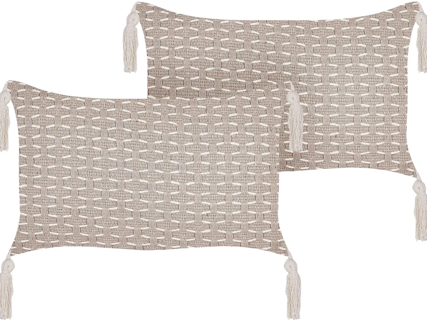 Sæt af 2 pyntepuder HAKONE 45 x 25 cm Brungrå Geometrisk mønster
